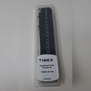 NWT Timex Adjustable Strap Only Bracelet Band Fabric Navy  Gray 20mm T2N654